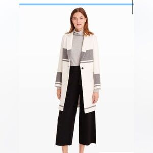 Club Monaco Keliee blanket white and grey stripe jacket